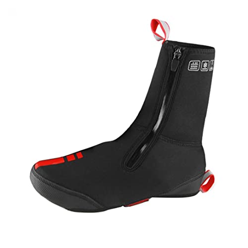 Ciclismo sobretensiones, a prueba de agua a prueba de viento Fleece Fleying MTB Road Shoes de bicicleta Cubiertas para bicicletas Invierno Protector térmico (Negro, L) Adopte un diseño de alta calidad