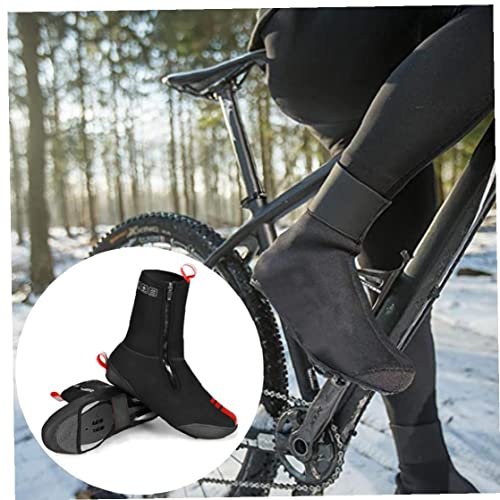 Ciclismo sobretensiones, a prueba de agua a prueba de viento Fleece Forrado MTB Road Warm Bike Shoes Cubre Bicycle Winter Thermal Protector (Negro, XL) Adopte un diseño de alta calidad