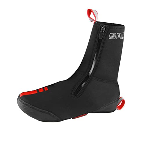 Ciclismo sobretensiones, a prueba de agua a prueba de viento Fleece Forrado MTB Road Warm Bike Shoes Cubre Bicycle Winter Thermal Protector (Negro, XL) Adopte un diseño de alta calidad