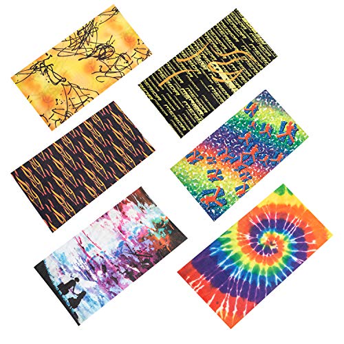 CICMOD Bandanas Multifuncional Braga de Cuello Unisex Bufanda de Verano Elásticas Resistente al Viento para Ciclismo Correr al Aire Libre, Color Dorado, 6pzs