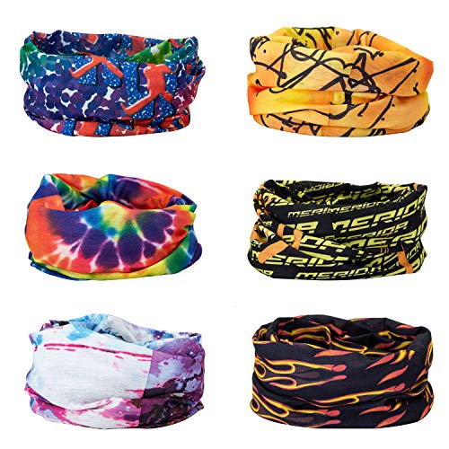 CICMOD Bandanas Multifuncional Braga de Cuello Unisex Bufanda de Verano Elásticas Resistente al Viento para Ciclismo Correr al Aire Libre, Color Dorado, 6pzs