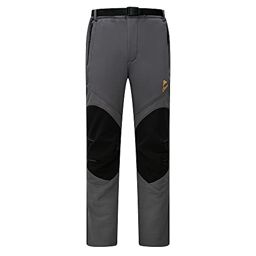 CIKRILAN Hombre Pantalones Softshell Fleece Lined A Prueba de Viento Resistente al Agua Al Aire Libre Deportes Cámping Excursionismo Pantalones de Escalada (Medium, Gris 05)