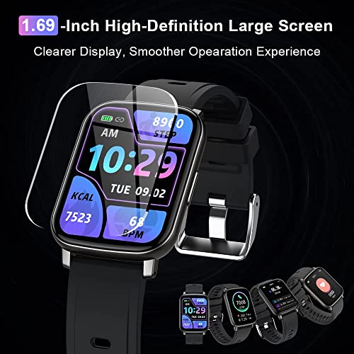 Cillso Reloj Inteligente Hombre Mujer 1.69'' Smartwatch con Monitor de Sueño Pulsómetro, Pulsera Actividad Inteligente Podómetro Cronómetros 24 Modo Deporte, IP68 Impermeable Smart Watch Reloj Digital
