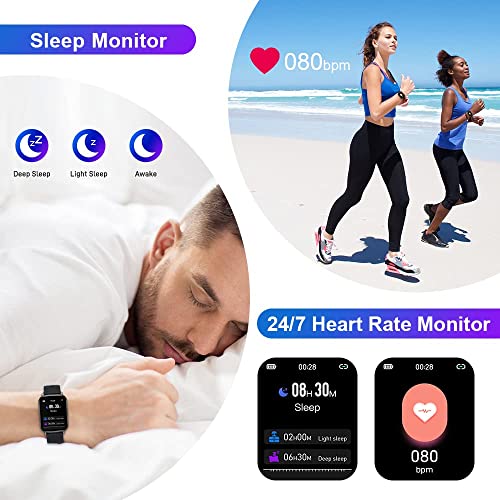 Cillso Reloj Inteligente Hombre Mujer 1.69'' Smartwatch con Monitor de Sueño Pulsómetro, Pulsera Actividad Inteligente Podómetro Cronómetros 24 Modo Deporte, IP68 Impermeable Smart Watch Reloj Digital