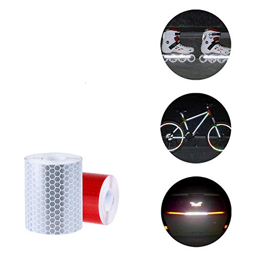 Cinta Adhesiva Reflectante Etiqueta De Advertencia Del Vehículo 2 Pack 50mm × 3 M Rojo Blanco Para Advertencia Camiones Automóviles Bicicletas Vehículos