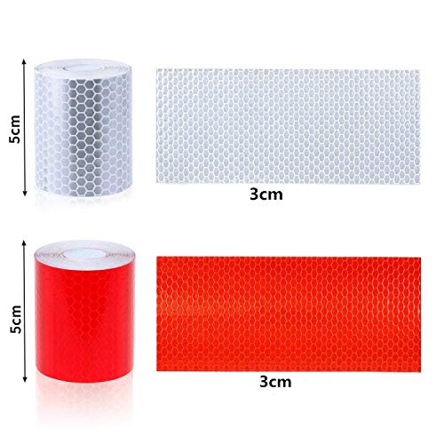 Cinta Adhesiva Reflectante Etiqueta De Advertencia Del Vehículo 2 Pack 50mm × 3 M Rojo Blanco Para Advertencia Camiones Automóviles Bicicletas Vehículos