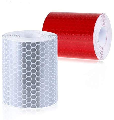 Cinta Adhesiva Reflectante Etiqueta De Advertencia Del Vehículo 2 Pack 50mm × 3 M Rojo Blanco Para Advertencia Camiones Automóviles Bicicletas Vehículos