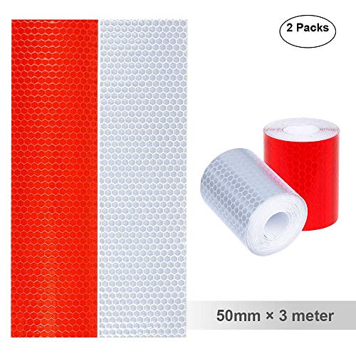 Cinta Adhesiva Reflectante Etiqueta De Advertencia Del Vehículo 2 Pack 50mm × 3 M Rojo Blanco Para Advertencia Camiones Automóviles Bicicletas Vehículos