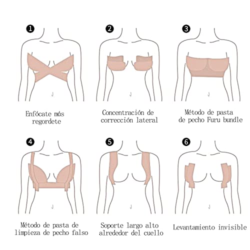 Cinta de Pechos para Levantar Sujetador Cinta Invisible Push Up Pecho Autoadhesivo con 5 Pares de Cubiertas para pezones Cinta de elevación DIY para Copas A-E