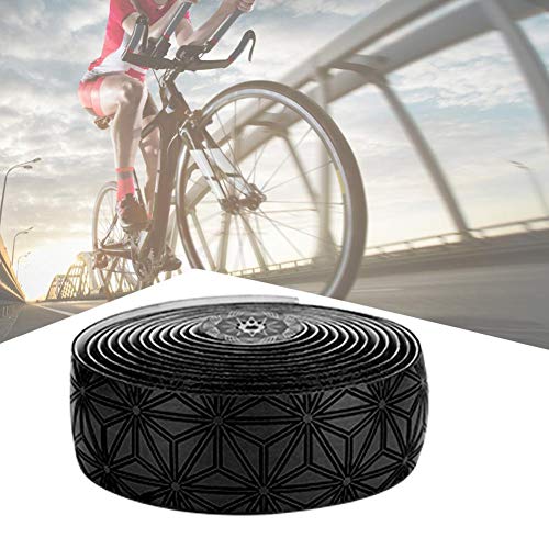 Cinta del manillar de la bicicleta, 7 colores de absorción suave del sudor Alta bicicleta elástica Bicicleta de carretera Manillar Ciclismo Wrap(Negro)