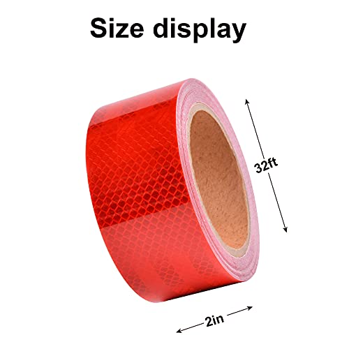 Cinta reflectante de advertencia de seguridad, cinta reflectante de PVC, cinta de advertencia para estacionamientos y áreas peligrosas, automóviles, bicicletas, motocicletas, camiones, rojo