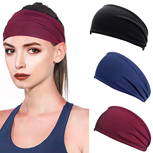 CINY Diadema Deportiva De 4 Piezas, Banda Ancha para El Sudor para El Cabello para Hombres / Mujeres, Banda para La Cabeza Antideslizante para Correr, Yoga, Gimnasio, Caminar, Ciclismo, Ejercicio