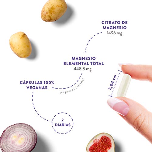 Citrato de Magnesio Capsulas de AAVALABS [1496 mg por dosis diaria] - Alta Dosis de Magnesio Elemental [448.8 mg por dosis] - Puro y Vegano - 180 Cápsulas - Dosis Diaria 2 Cápsulas