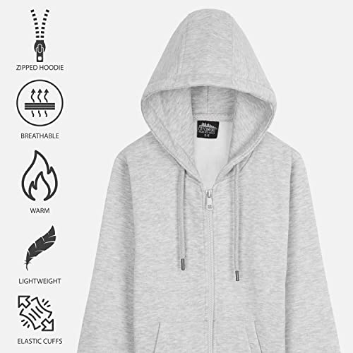 CityComfort Sudadera Niño con Capucha y Cremallera, Chaqueta de Chándal de Niño y Adolescente 4-15 Años (11-12 Años, Gris Jaspeado)