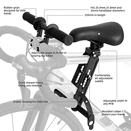 CJHZQYY Asiento de bicicleta para niños para bicicletas de montaña, accesorio para manillar de asiento de niño MTB, manillar extraíble, compatible con todos los adultos MTBs