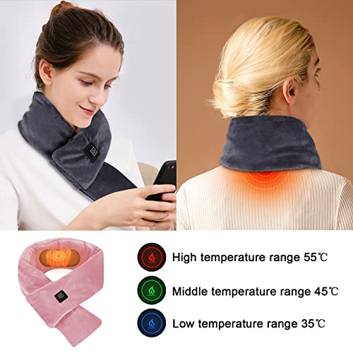 CJLEWDYD USB Heating Scarf,Electric Heating Scarf for Waterproof,Heated Neck Wrap with Neck Heating Pad, Heat Scarf for Men and Women,for Outdoor Camping Hiking Cycling (Grey)