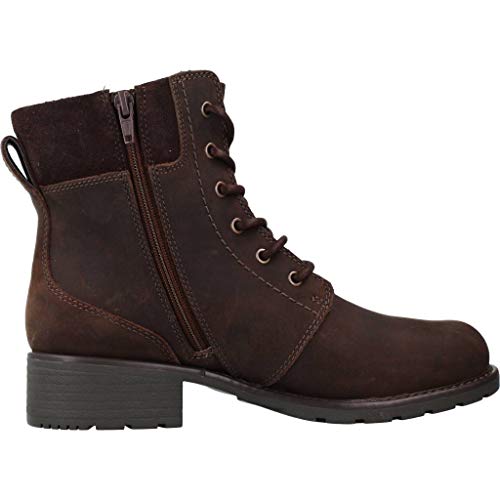 Clarks Orinoco Spice, Botas Estilo Motero Mujer, Marrón (Dark Brown Nubuk), 35.5 EU