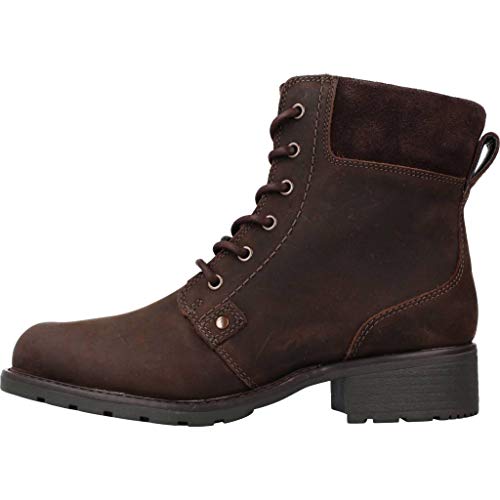 Clarks Orinoco Spice, Botas Estilo Motero Mujer, Marrón (Dark Brown Nubuk), 35.5 EU