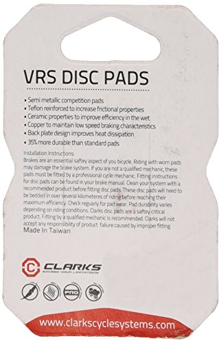 Clarks VRS859 Elite Semi-Metallic Disc Brake Pads for Avid XO Trail, Sram Guide, RSC, Guide RS, Guide R, Avid XO Trail, Elixir 7, Elixir 9