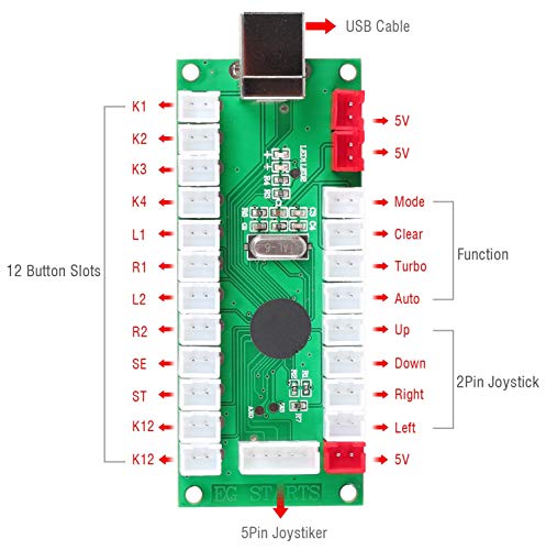 Clásico juego de arcada de bricolaje Parte de Mame USB gabinete 2x Zero Delay codificador USB para juegos de PC + 2x 8 Camino Joystick + 18x Arcade Push Button (incluyendo 1p / 2p teclas de partida)