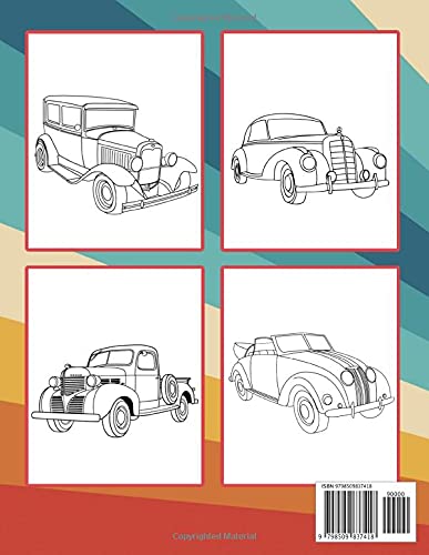 Classic Cars Coloring Book: funny Coloring Book for Kids and Fans – 30+ GIANT Great Pages with Premium Quality Images.