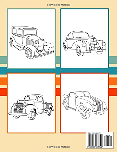 Classic Cars Coloring Book: funny Coloring Book for Kids and Fans – 30+ GIANT Great Pages with Premium Quality Images.