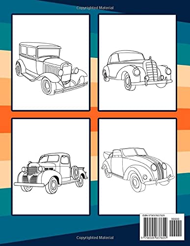 Classic Cars Coloring Book: funny Coloring Book for Kids and Fans – 30+ GIANT Great Pages with Premium Quality Images.