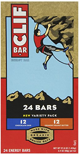 Clif Paquete variado de barras con sabor a chips de chocolate y mantequilla de maní, 2.7 onzas (68 gramos) barras de energía nutricional, 24 unidades