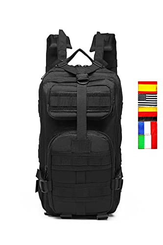 CLIPSEAM Mochila Táctica Militar 28L, Paquete de Asalto MOLLE de Capacidad para Utilidad Militar, Bolsa de Emergencia, para Caza Senderismo Acampada Gimnasio Crossfit, Colegio (Negro)