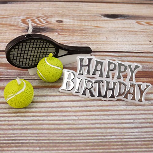 Club Green Velas Vela de «Feliz cumpleaños», 2 Pelotas de Tenis y 1 Raqueta, Color Amarillo