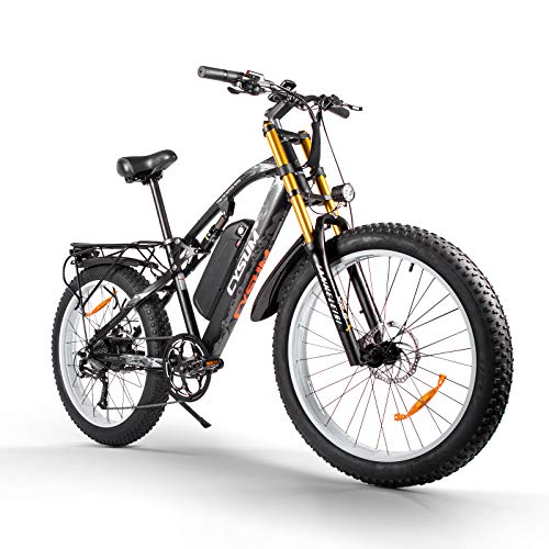 CM-900 Bicicleta eléctrica de neumático Grueso de 26 Pulgadas 48V 17AH Batería de Litio Pedal asistido Frenos de Disco hidráulicos Shimano de 9 velocidades