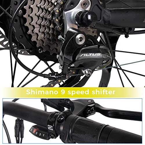 CM-900 Bicicleta eléctrica de neumático Grueso de 26 Pulgadas 48V 17AH Batería de Litio Pedal asistido Frenos de Disco hidráulicos Shimano de 9 velocidades