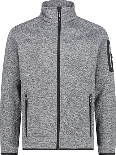 CMP Knit Tech mélange Fleece Jacket Chaqueta de Forro Polar, Ice-Titanio-Negro, 46 para Hombre