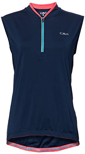 CMP Maillot de Ciclismo sin Mangas para Mujer, Mujer, Camiseta, 3C89156T, Azul, D46