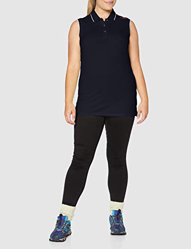 CMP Sleeveless Stretch Polo Shirt Camiseta, Mujer, Black Blue, 46