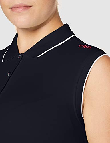 CMP Sleeveless Stretch Polo Shirt Camiseta, Mujer, Black Blue, 46