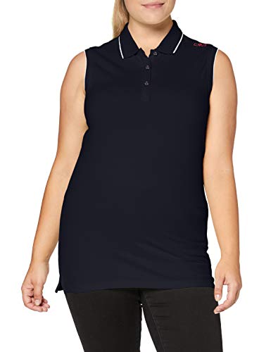CMP Sleeveless Stretch Polo Shirt Camiseta, Mujer, Black Blue, 46