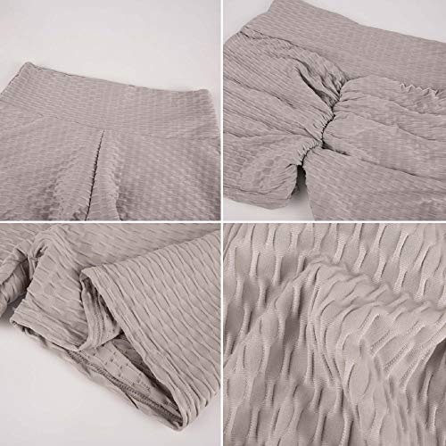 CMTOP Cortos Leggings Mujer Mallas Yoga Alta Cintura Gimnasio Correr Pantalones Cortos Verano Leggings por Encima de la Rodilla Push Up Pantalones Deporte de Entrenamiento (Gris, M)