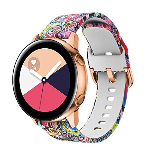 CNBOY Compatible con Galaxy Watch Active/Active2 40mm 44mm Correa de Reloj 20mm Silicona Banda de Reemplazo Pulsera para Galaxy Watch 3 41mm/Galaxy Watch 42mm/Gear Sport/Gear S2 Classic/Ticwatch 2 (F)