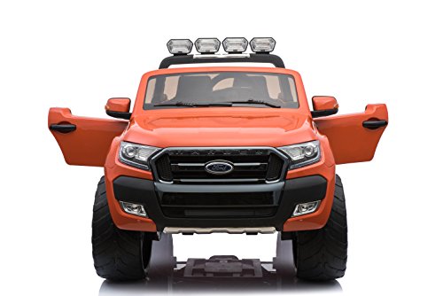 Coche eléctrico para niños FORD RANGER 2018. ¡AHORA CON 24 VOLTIOS, TRACCIÓN A LAS CUATRO RUEDAS CON MOTORES DE 45 WATTIOS, LECTOR MP4 CON PANTALLA LCD PARA REPRODUCIR VIDEOS Y BLUETOOH (NARANJA)