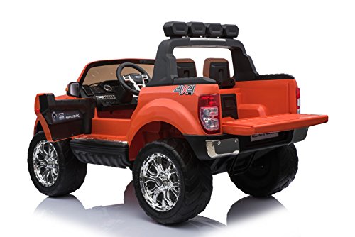 Coche eléctrico para niños FORD RANGER 2018. ¡AHORA CON 24 VOLTIOS, TRACCIÓN A LAS CUATRO RUEDAS CON MOTORES DE 45 WATTIOS, LECTOR MP4 CON PANTALLA LCD PARA REPRODUCIR VIDEOS Y BLUETOOH (NARANJA)