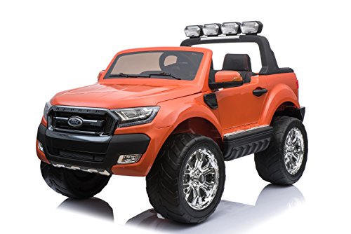 Coche eléctrico para niños FORD RANGER 2018. ¡AHORA CON 24 VOLTIOS, TRACCIÓN A LAS CUATRO RUEDAS CON MOTORES DE 45 WATTIOS, LECTOR MP4 CON PANTALLA LCD PARA REPRODUCIR VIDEOS Y BLUETOOH (NARANJA)