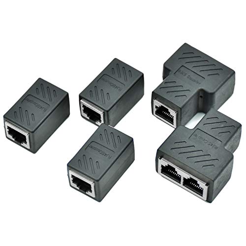 cococity 5 PCS Adaptador RJ45 para Cable de Red Ethernet Cat6 RJ45 Acoplador gigabit Hembra a Hembra, un Pack