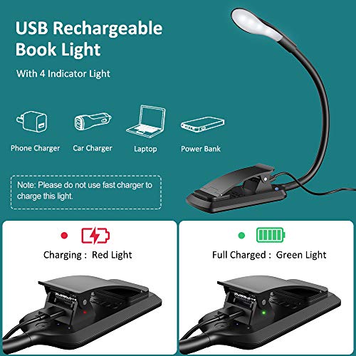 Cocoda Luz Lectura, Lampara Lectura de 360° Flexible con 3 Modos, 7 LED Lampara Pinza Brillo Ajustable con USB Recargable, Sensor Táctil, Luz Nocturna para Leer Libros en la Cama, Kindle