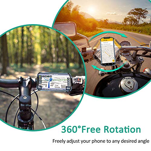 Cocoda Soporte Movil Bici, Universal Soporte Móvil Moto Bicicleta, 360° Rotación Ajustable Porta Teléfono Motocicleta, Compatible con iPhone 13 Pro Max/13 Pro/12 Pro MAX/XS MAX/XR, Samsung y Má