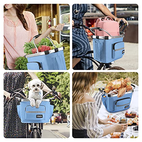COFIT Canasta de Bicicleta Plegable, Cesta de Bicicleta Multifuncional Utilizada para Llevar Mascotas, Bolsas de Compras, Bolsas de Viaje, Acampar al Aire Libre Actualizado Azul