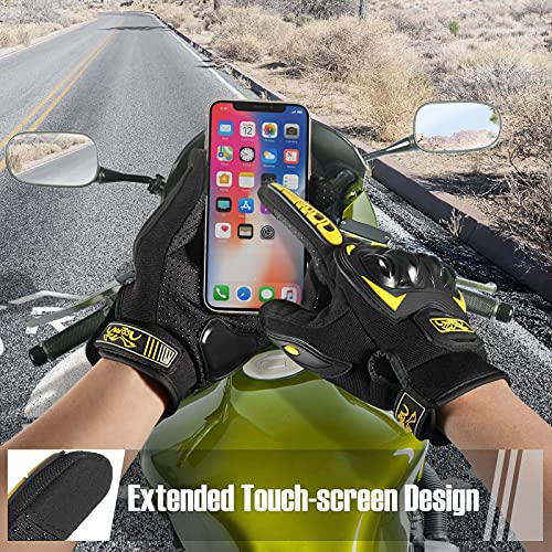 COFIT Guantes de Motos, Guantes de Pantalla Táctil Full Touch para Carreras de Motos, MTB, Escalada, Senderismo y Otros Deportes al Aire Libre - Amarillo M