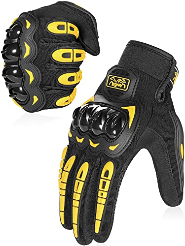 COFIT Guantes de Motos, Guantes de Pantalla Táctil Full Touch para Carreras de Motos, MTB, Escalada, Senderismo y Otros Deportes al Aire Libre - Amarillo M