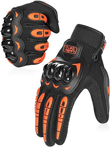 COFIT Guantes de Motos, Guantes de Pantalla Táctil Full Touch para Carreras de Motos, MTB, Escalada, Senderismo y Otros Deportes al Aire Libre - Naranja M