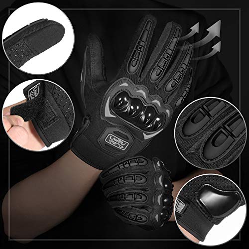 COFIT Guantes de Motos, Guantes de Pantalla Táctil Full Touch para Carreras de Motos, MTB, Escalada, Senderismo y Otros Deportes al Aire Libre - Negro XL